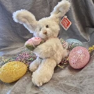 Gund Cream Bunny with Pink Rose